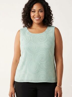 Dana Kay 24W Green Glitter Swirl Tank Top Plus Size
